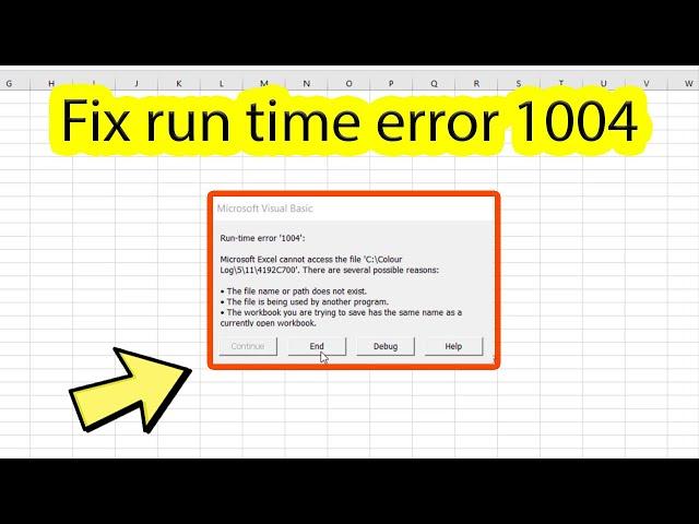 Run time error 1004 excel cannot open the file