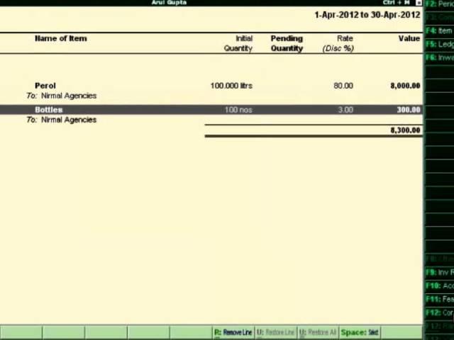 How to record or enter Sale and Purchase order processing in tally