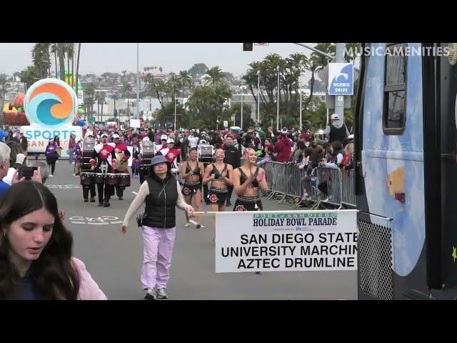 SDSU Marching Aztecs Drumline & Twirlers | 2024 Port of San Diego Holiday Bowl Parade