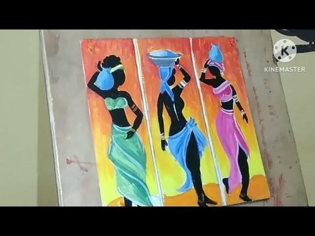 Tribal African Women drawing. ..Acrylic painting. .