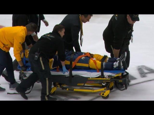 Mark Borowiecki Briefly Out Cold, Has To Be Stretchered Off Ice