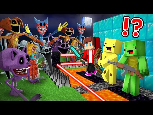 1000 Poppy Playtime Chapter 3 vs Security House in Minecraft ! Maizen , JJ and Mikey and Banana Kid