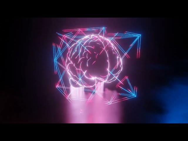 Neon Cube & Rotating Brain Motion Graphic - Free Background