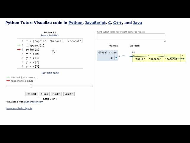 what happens when you try to append a Python list to itself? [pythontutor.com]