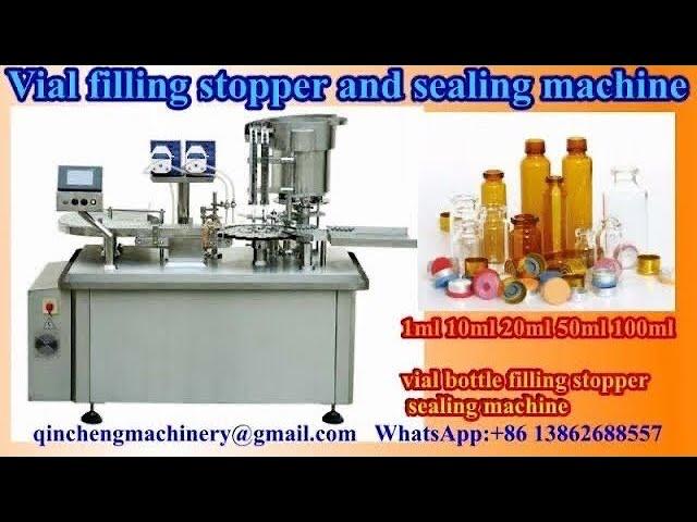 VIAL BOTTLE FILLING AND SEALING MACHINE. HIGH SPEED ROTARY VIAL FILLER PLUG STOPPER AND SEALER