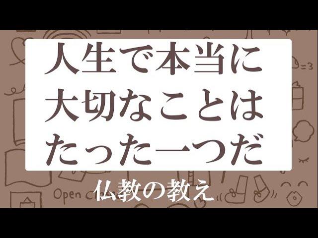 人生で本当に大切にすべきことはたった一つ.、それは○○だ、と説くブッダ