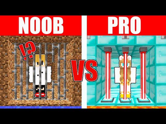 NOOB vs PRO: SAFEST SECURITY PRISON BUILD CHALLENGE in Minecraft!