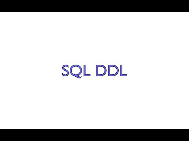 SQL DDL