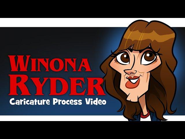 Winona Ryder (Joyce Byers from Stranger Things) Caricature art drawing process timelapse