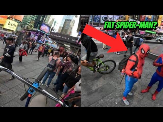 Risky wheelies in Times Square +Trolling people