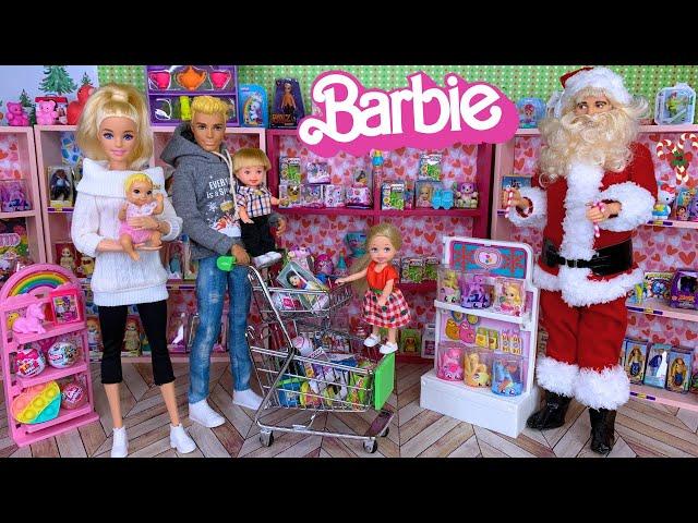 Barbie & Ken Doll Family Toy Shopping and Santa Visit