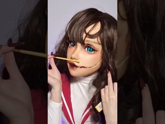 #pocky #kigurumi #kig #ドールマスク #zentai #kingmask #ドール面 #着ぐるみ #dollmaking #mukbang #tasty #tastyfood