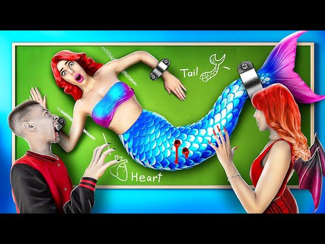 Rich Vampire Vs Broke Mermaid at Vampire School! My New Crush is a Vampire