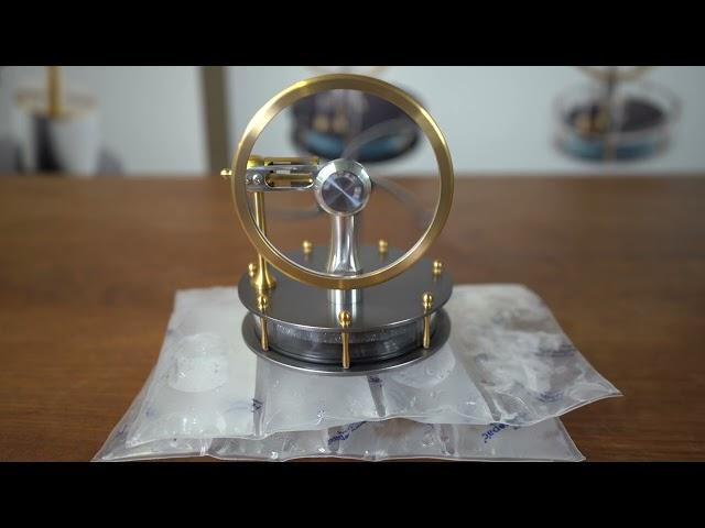 Kontax KS90V Stirling Engine running backwards on ice!