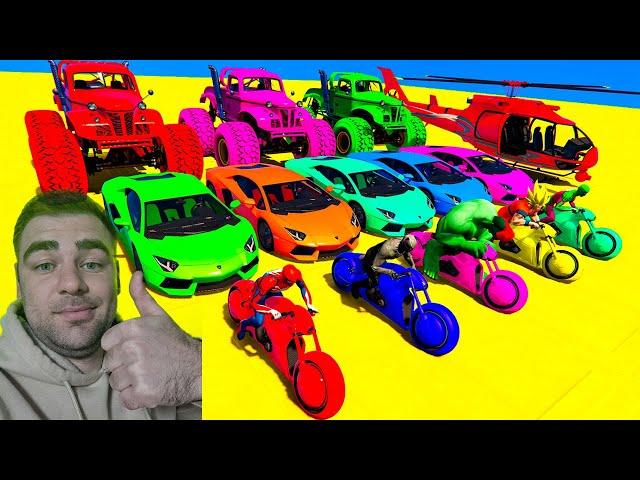 GTA 5 Incredible Race! Epic Stunt Map Challenge With Super Cars, Motorcycle With Trevor!