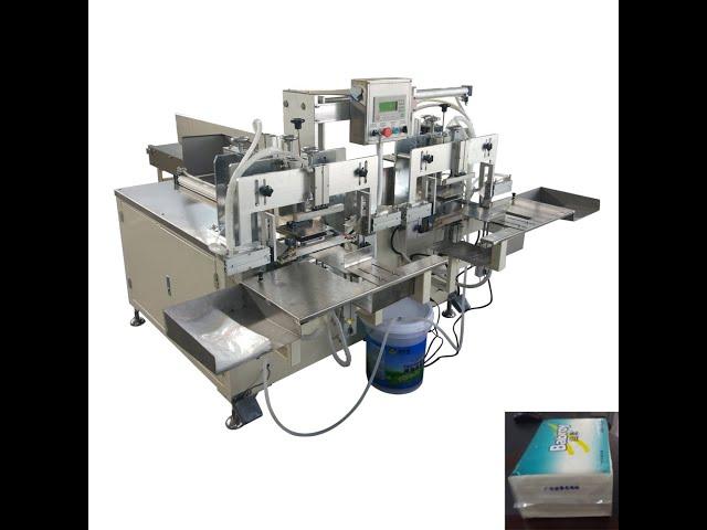 Two heads semi automatic serviette tissue paper plastic bags packing machine