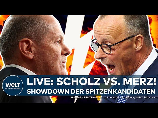 DEUTSCHLAND: Olaf Scholz (SPD) und Friedrich Merz (CDU) im TV-Duell! Am 19. Februar 2025 bei WELT TV