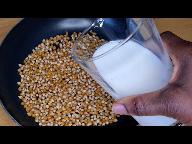 Made My Popcorn With Milk And It Taste Really Good | Milk Popcorn Recipe |EXPLOSION RECIPE OF CORN