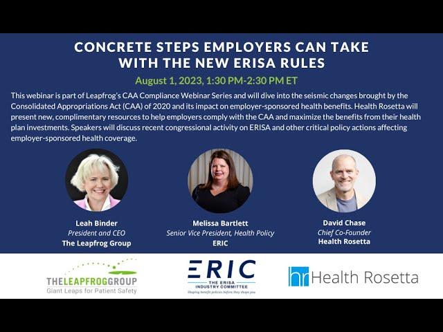 Concrete Steps Employers can take with the new ERISA rules webinar