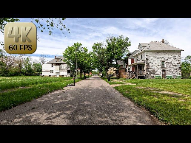 Driving Around Detroit Hood - "Core City" Neighborhood in 4k Video