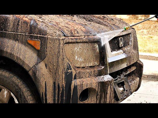 Muddy Car Pressure Washing ASMR | NO MUSIC | Auto Detailing Honda Element