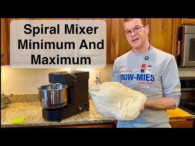 KYS Pro Baker 7+ Spiral Mixer Minimum And Maximum Batch Sizes.