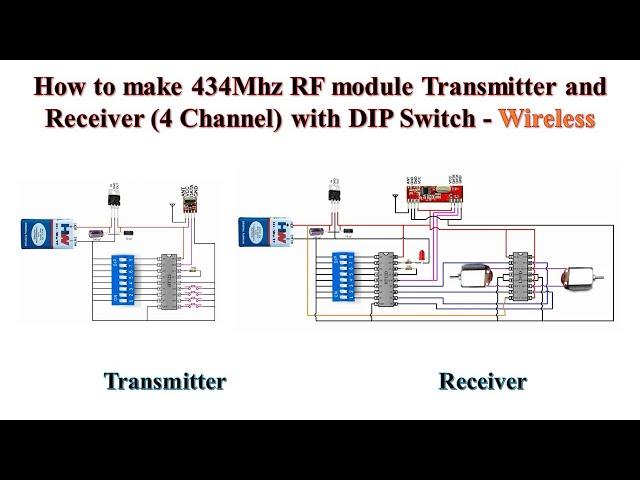 How to make 434Mhz RF module Transmitter and Receiver (4 Channel) with DIP Switch