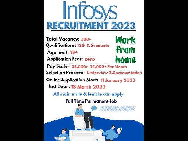 12th Pass Job | Work From Home | Infosys Recruitment 2023 | Infosys Jobs 2023| Latest Jobs|#shorts