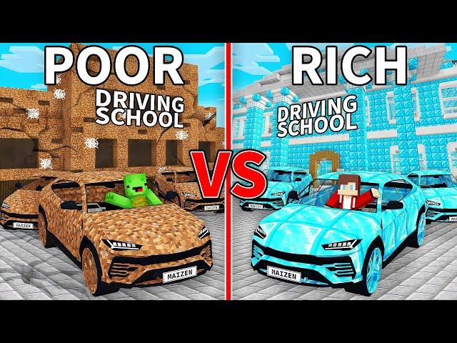 Mikey Poor vs JJ Rich Driving School in Minecraft (Maizen)