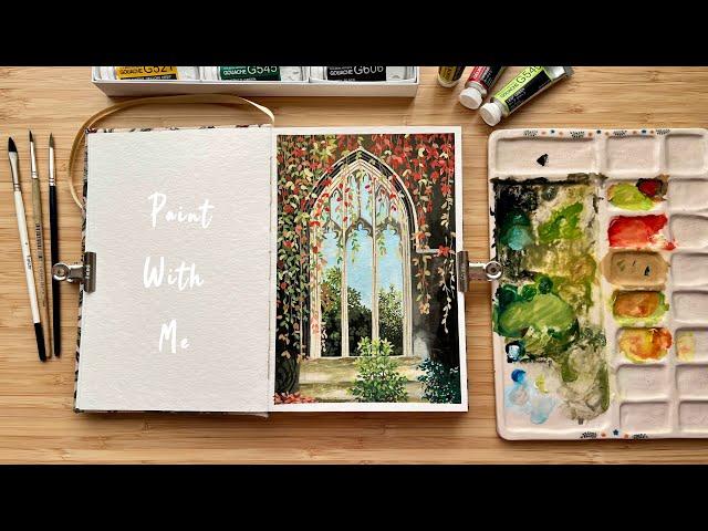 Gouache Painting in My Handmade Sketchbook / Peaceful Painting Process - Paint With Me  