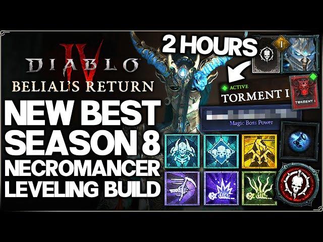 Diablo 4 - New Best Necromancer Leveling Build - Season 8 FAST Level 1 to 60 - Easy Endgame Guide!