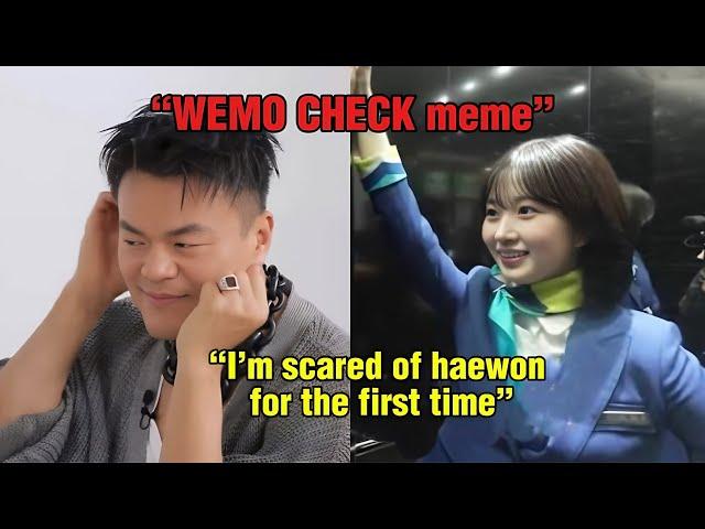 JYP got shy doing HAEWON wemo check and said he was scared of haewon being extroverted