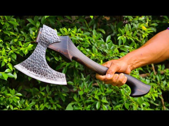 Viking Bearded Axe , Making a Beautiful Axe Handle With Basic Tools , Woodworking