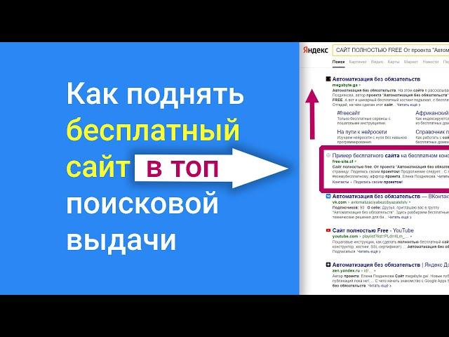 Как поднять бесплатный сайт в ТОП поисковой выдачи Яндекса и Гугла? SEO  для Гугл Сайта