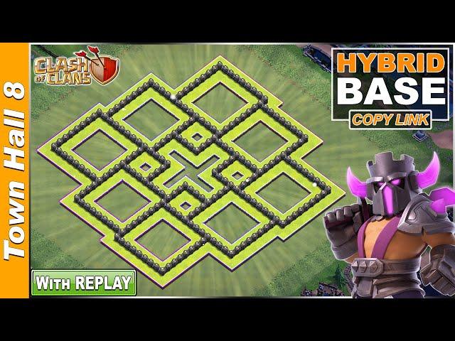 Ultimate TH8 Base (HYBRID) with REPLAY 2020!! COC TH8 Base [DEFENSE] with link - Clash of Clans