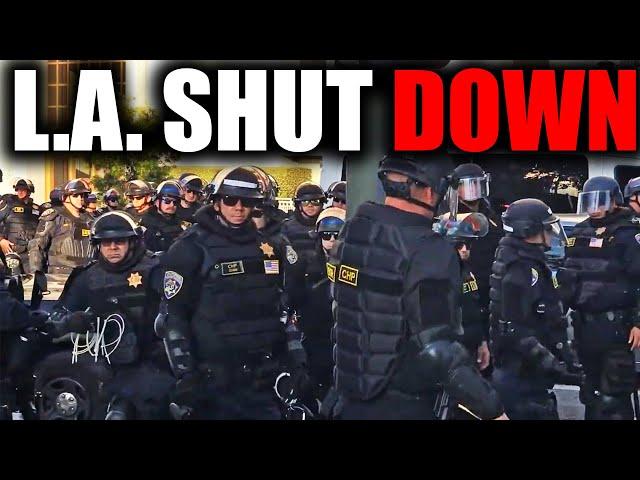 MASSIVE NIGHT PROTEST TURNED STANDOFF WITH COPS IN LA.. *FOOTAGE*