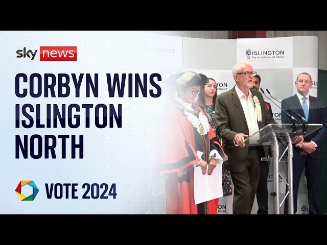 Jeremy Corbyn wins Islington North as independent candidate