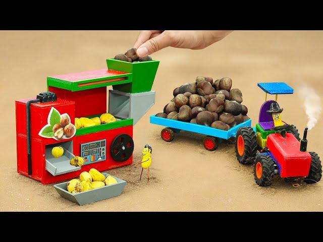 Diy tractor mini making Chestnut Ssheller Machine | rescue diy Tractor Stuck in Slime  | HP Mini