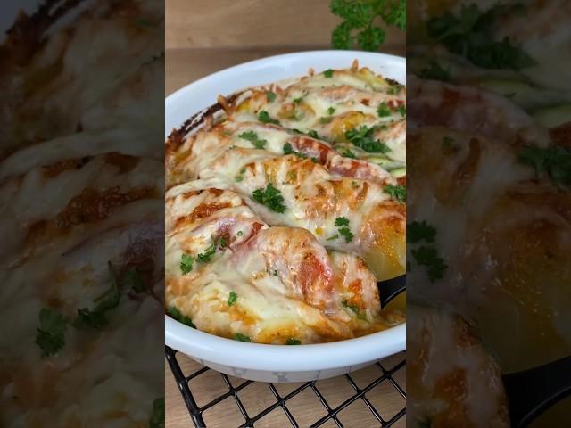 Tomaten-Zucchini-Kartoffel-Gratin ganz einfach #rezept #shorts