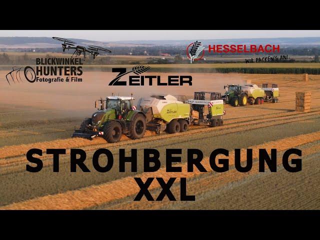 Strohbergung XXL Zeitler u. Hesselbach mit zwei Claas Quadrant 5300FC + QUADRO PAC V und Torion1812