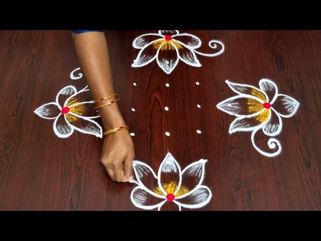 Daily rangoli || lotus rangoli || kolam designs ||