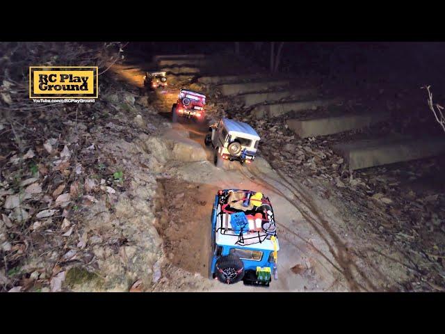 RC Car Group Trail - RC4WD Gelande II FJ40 Cruise Night Forest OffRoad ASMR2
