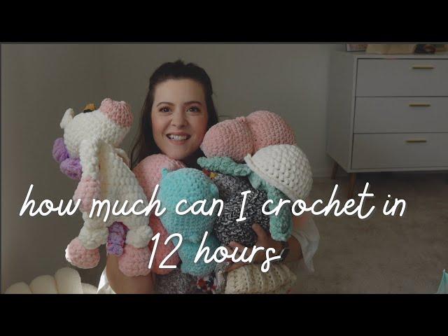 How much can I crochet in 12 hours?? // a crochet challenge vlog