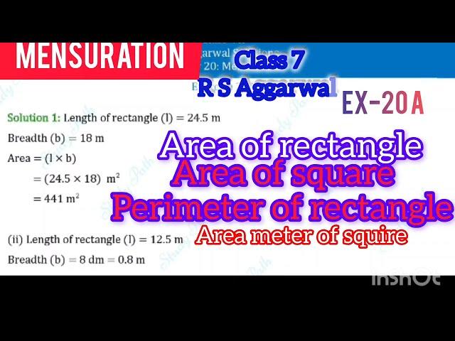 R S AGGARWAL MATHS class-7 || EXERCISE 20 A Q1 to Q20 (shorts easy and fast method)