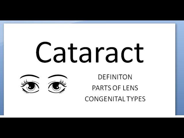 Ophthalmology 190 Cataract Define Types Morphological Congenital Parts of Lens Eye What is Opacity