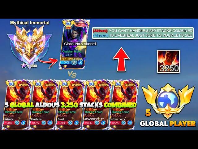 YUZUKE vs 5 GLOBAL ALDOUS Trashtalker | 3,250 Stacks Combine Vs 1K Star Alucard (Who Win?)