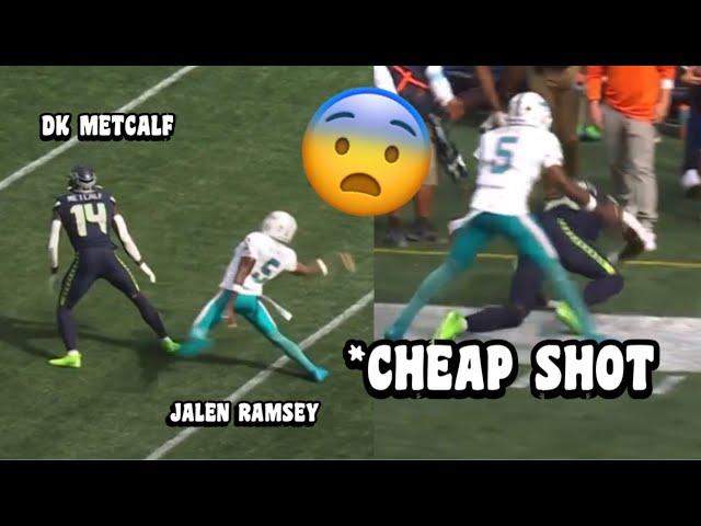 DK Metcalf Vs Jalen Ramsey  *CHEAP SHOTS! (WR vs CB) Seahawks vs Dolphins 2024 highlights