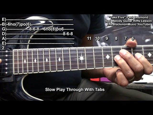 How To Play TAKE FIVE Paul Desmond Sax Melody Guitar Solo Riffs TABS Lesson Dave Brubeck