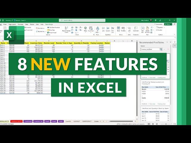 Top 8 New Features in Microsoft Excel | Updates in MS Excel 365 Desktop and Web