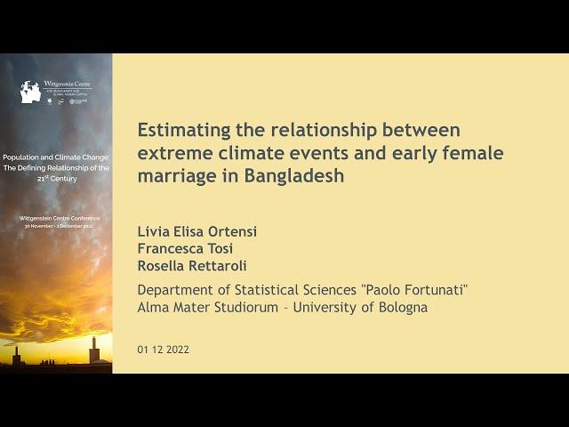 WIC 2022: Francesca Tosi - Estimating the Relationship Between Extreme Climate Events and Early ...